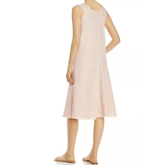 Eileen Fisher Organic Handkerchief Linen Powder Pink Tank Dress W/Slip $248 - Picture 4 of 14